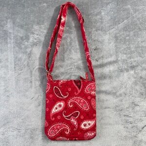 Vera‎ Bradley Quilted Crossbody Bag Red Paisley Adjustable Strap Purse